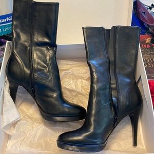 Calvin Klein black leather boots